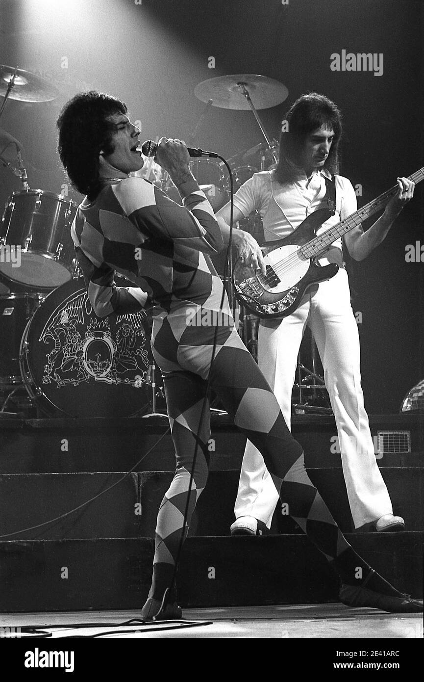 Queen. British rock Band.Llve gig at Southampton Gaumont 26/5/1977.   'Summer Tour 77' Stock Photo