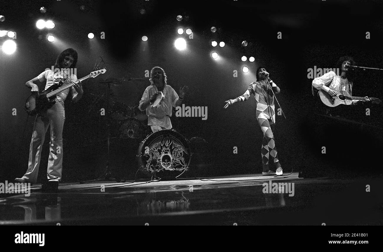 Queen. British rock Band.Llve gig at Southampton Gaumont 26/5/1977.   'Summer Tour 77' Stock Photo