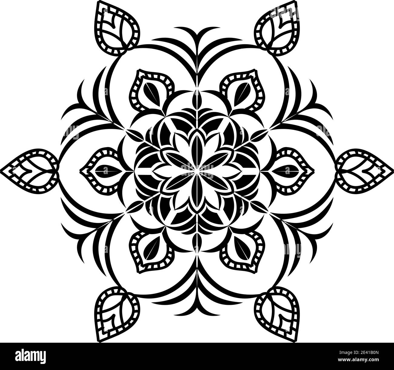 Mandala geometric pattern with black lines isolated on white background ...