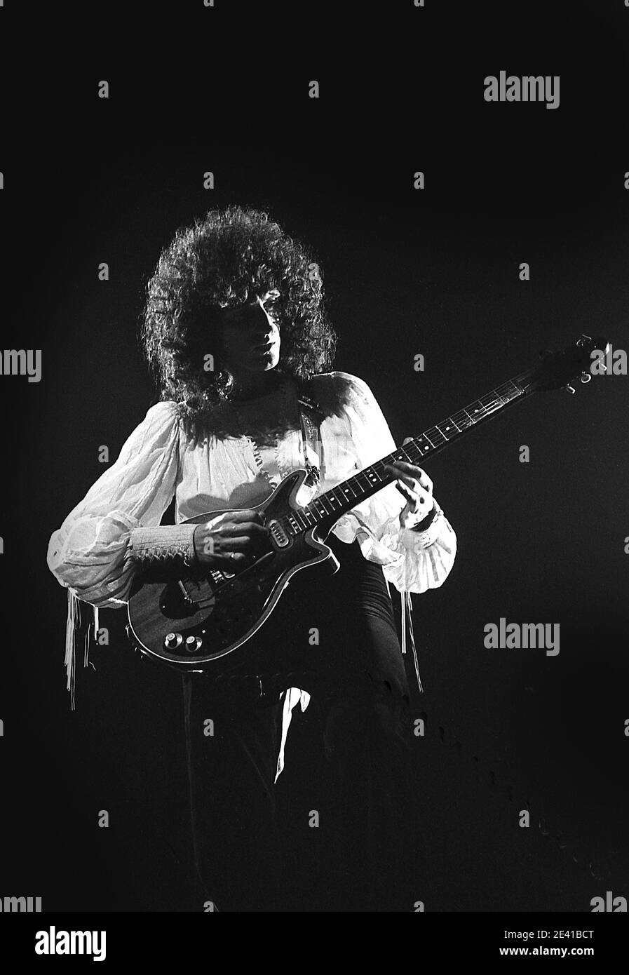 Brian May of Queen. British rock Band.Llve gig at Southampton Gaumont 26/5/1977.   'Summer Tour 77' Stock Photo