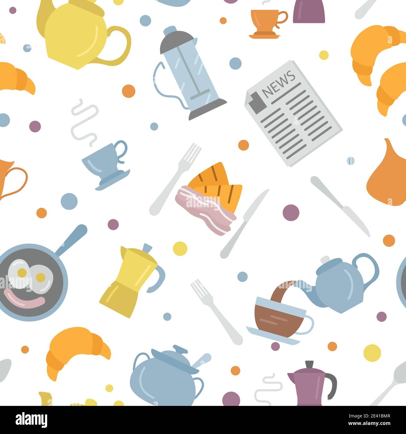 Breakfast flat vector seamless pattern. Illustration Stock Vector Image ...