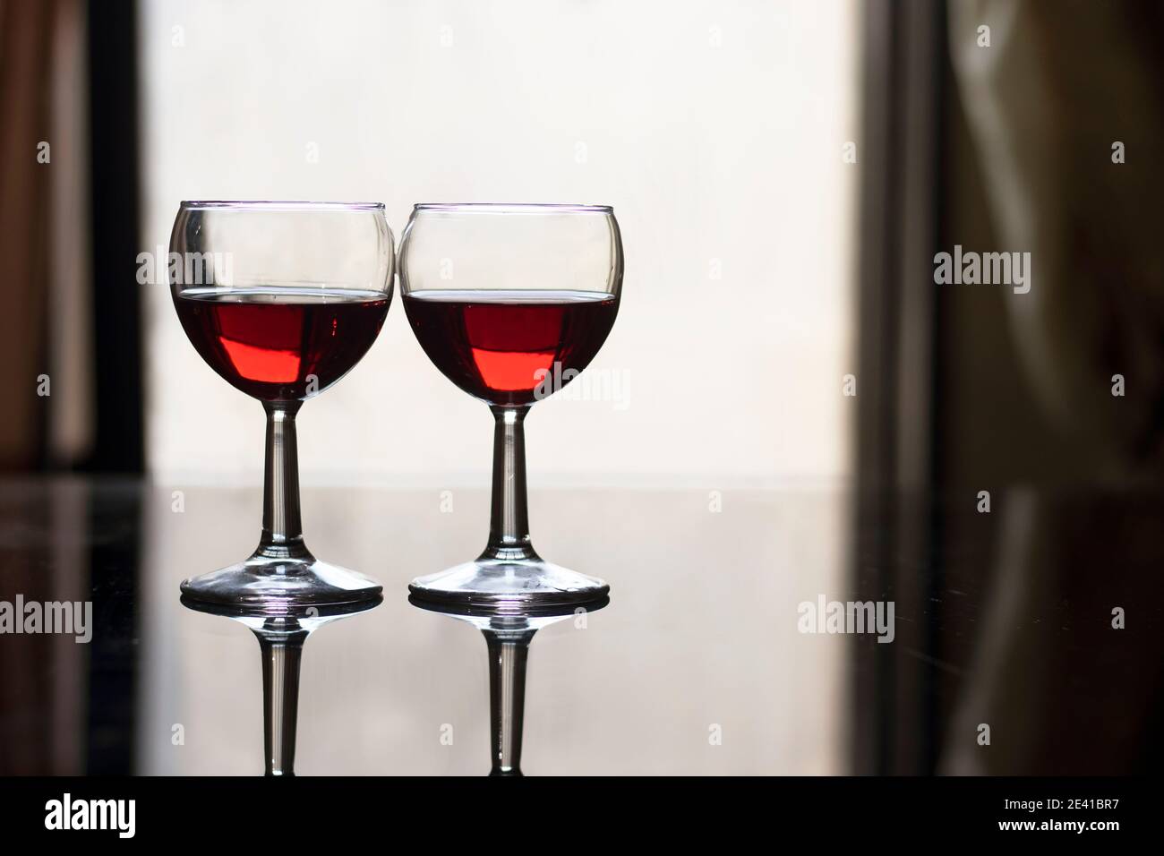 Red wine in various glass wares Stock Photo