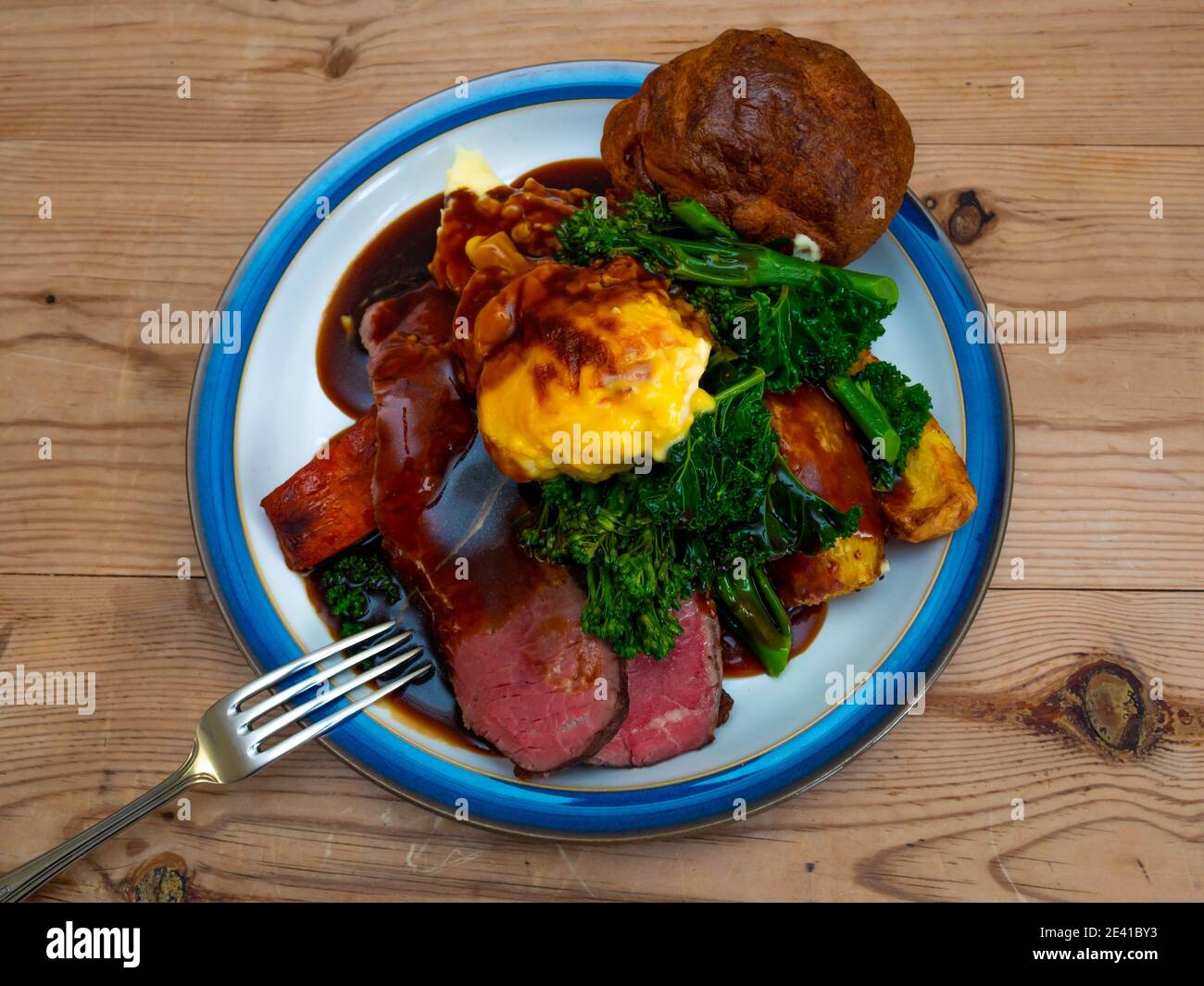 Sunday Lunch main course Roast Beef Yorkshire pudding roast potatoes