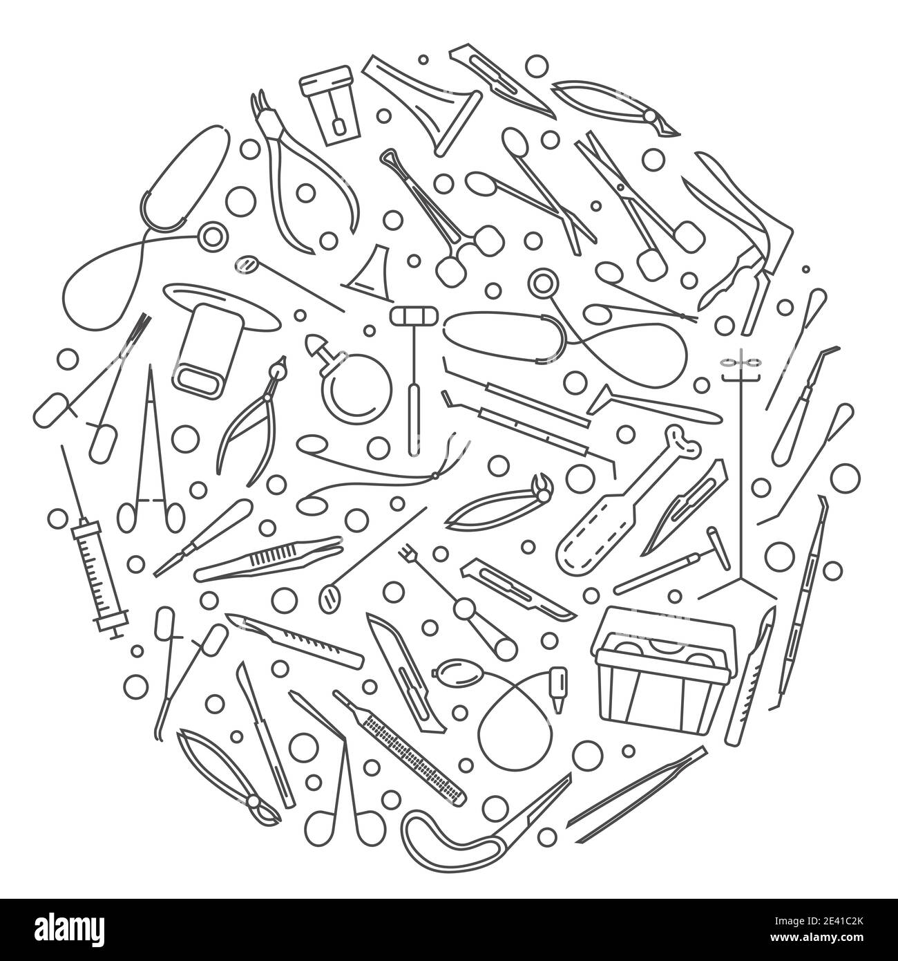 Medical instruments thin linear infographic design. Gynecology ...