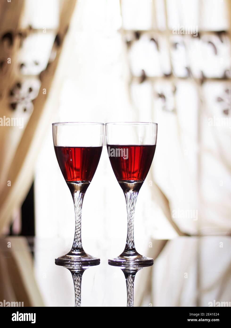 Red wine in various glass wares Stock Photo
