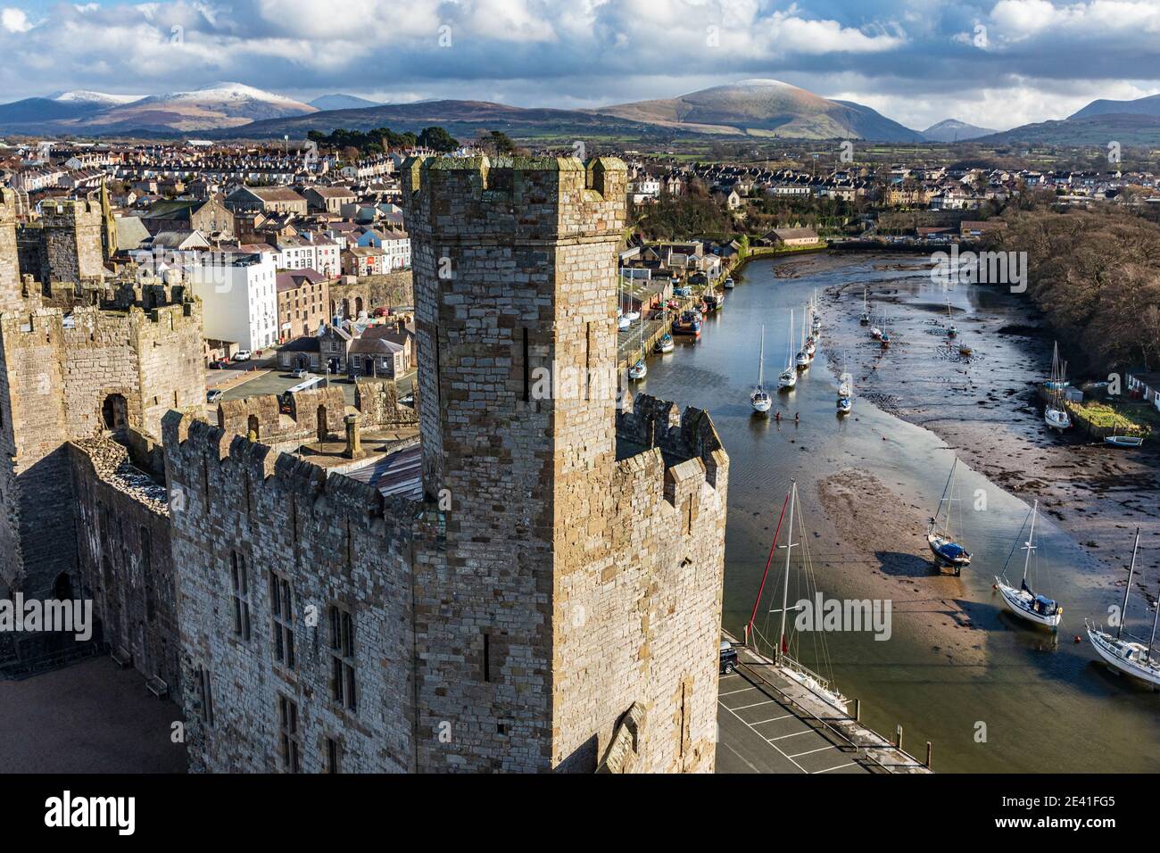 The Queens Tower, Caernarfon Castle, photographed from the eagle tower Stock Photo Alamy