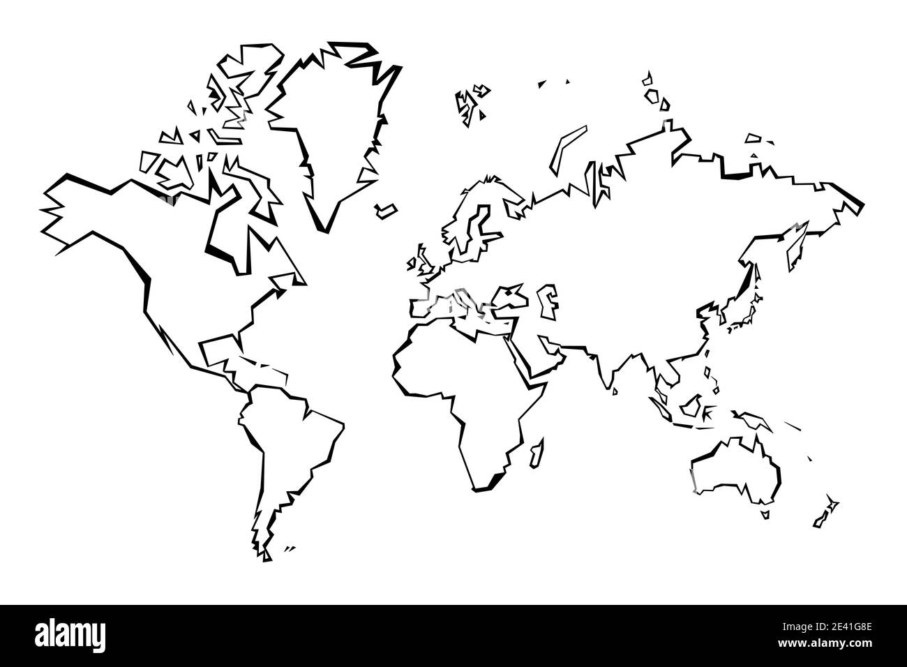 World map outline -  sharp polygonal geometric style simple vector. Stock Vector