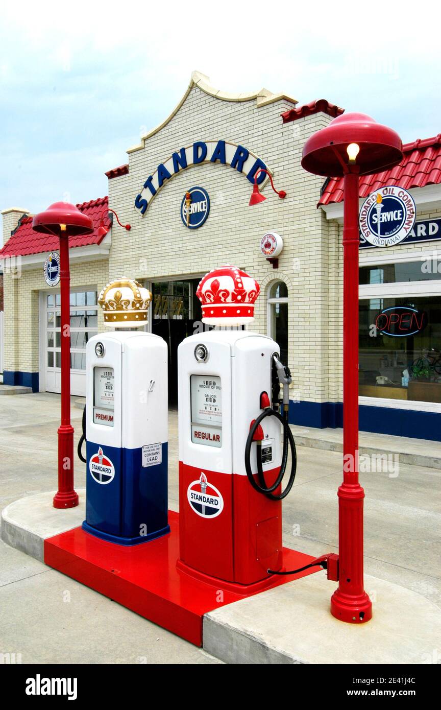 Vintage old Standard Oil Gas Station in Port Huron Michigan USA Stock