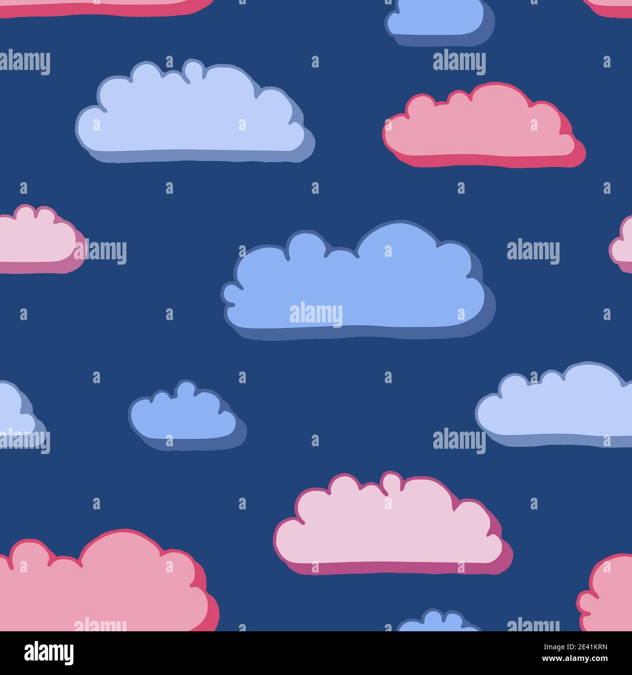 Vector white clouds background. Seamless cloud textile print pattern ...