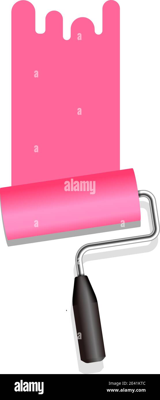 Roller painter, paintbrush vector illustration (Pink) Stock Vector