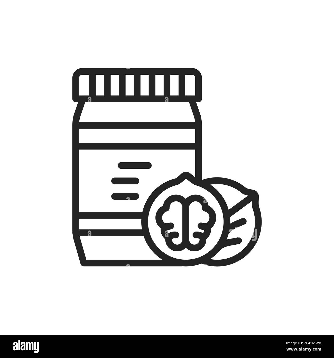 Walnut paste color line icon. Isolated vector element. Stock Vector