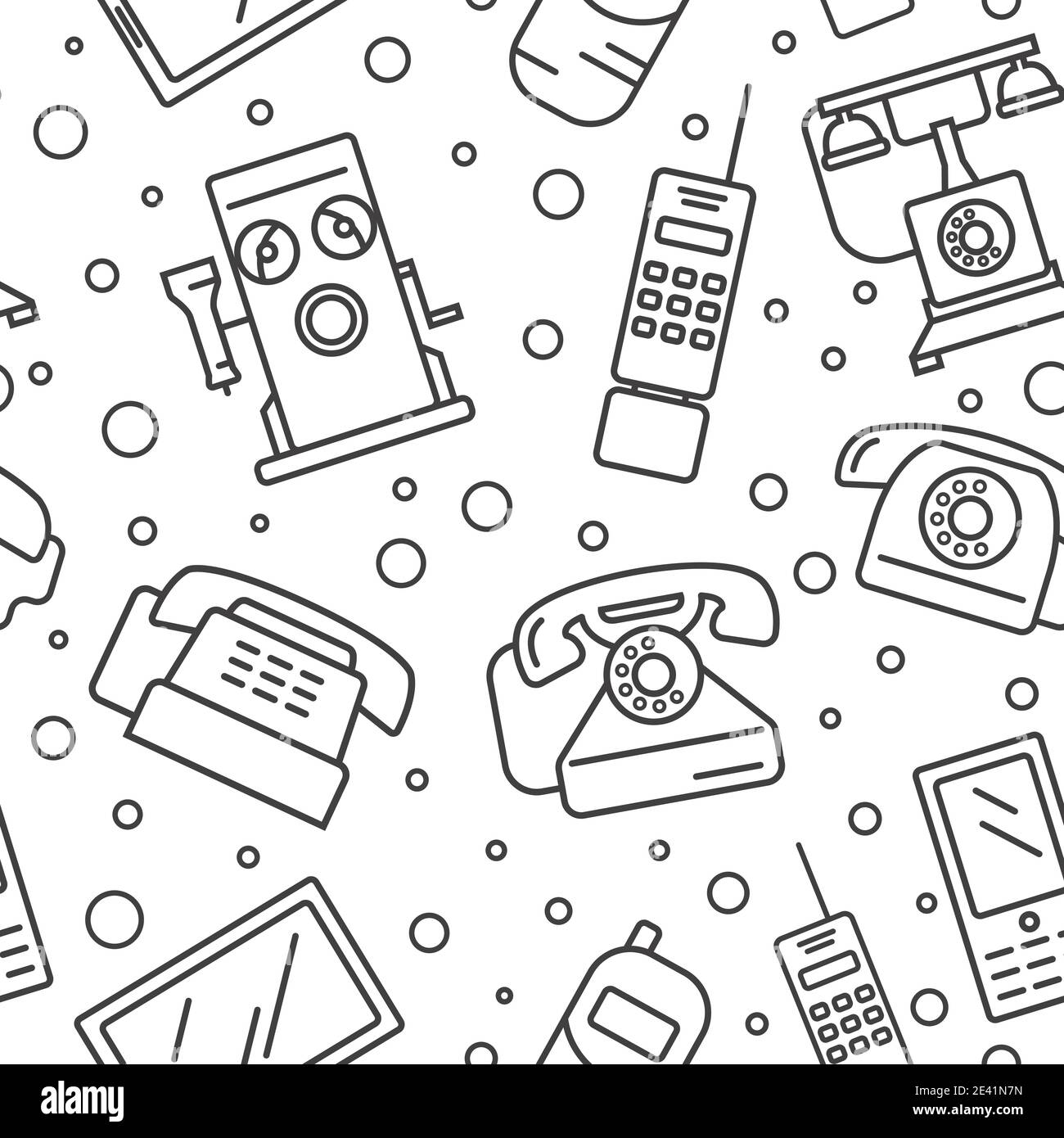 Phone history. Evolution. Seamless pattern vector. Illustration Stock Vector