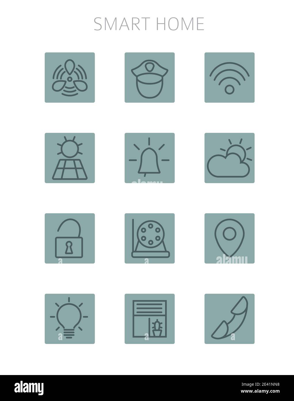Smart home set.Thin line icon collection. Vector illustration Stock ...