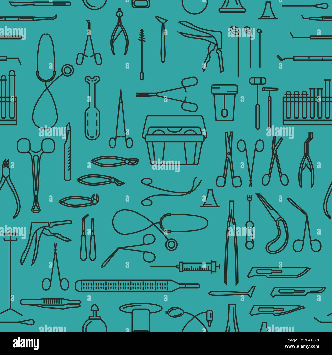 Medical instruments thin linear icon set. Gynecology ...