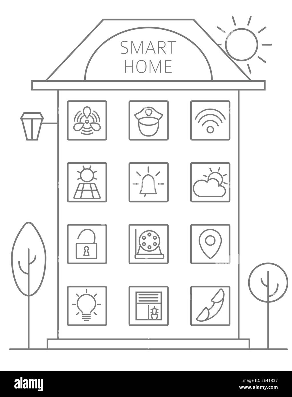 Smart home set.Thin line icon collection. Vector illustration Stock ...
