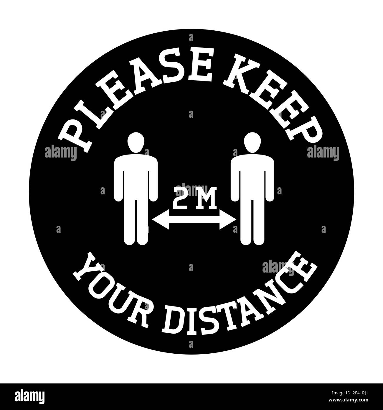 Please keep your distance floor sticker vector. Social distancing floor sticker for public buildings and stores. Coronavirus pandemic safety measures. Stock Vector