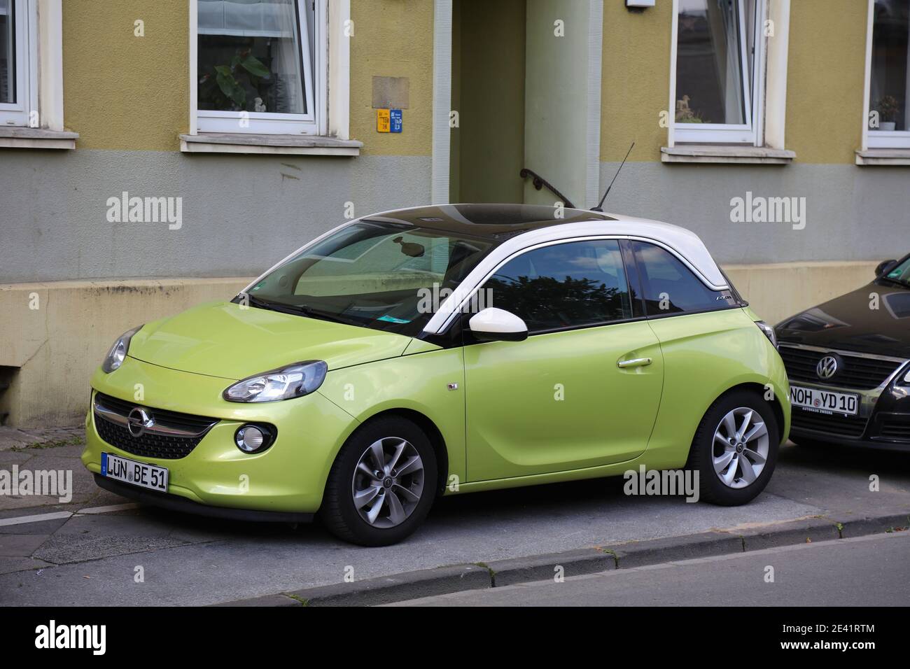 DORTMUND, GERMANY - SEPTEMBER 16, 2020: Opel Adam compact economy car parked in Germany. There were 45.8 million cars registered in Germany (as of 201 Stock Photo