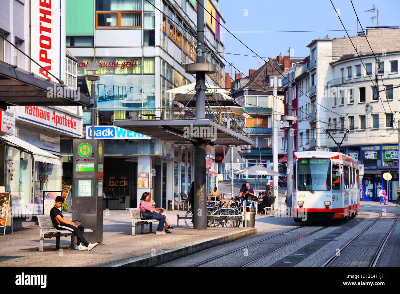 WITTEN, GERMANY - SEPTEMBER 16, 2020: People wait for a tram in downtown  Witten, Germany. Witten is a large town in North-Rhine Westphalia Stock  Photo - Alamy