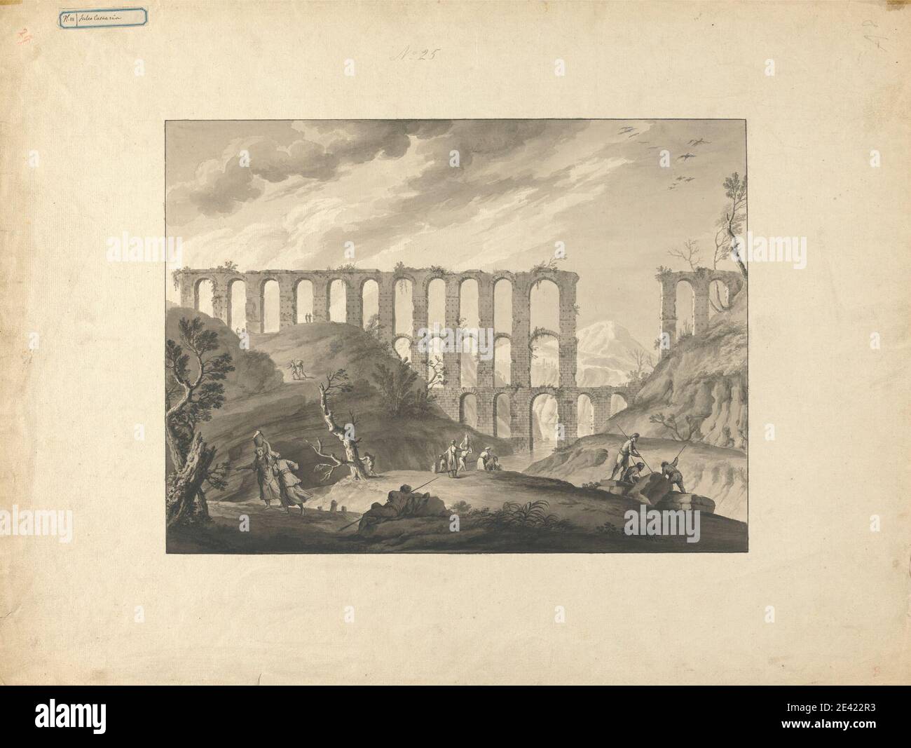 James Bruce, 1730â€“1794, British, Aquaduct at Cherchel, ca. 1768. Gray wash and graphite on medium, moderately textured, cream laid paper.   architectural subject Stock Photo