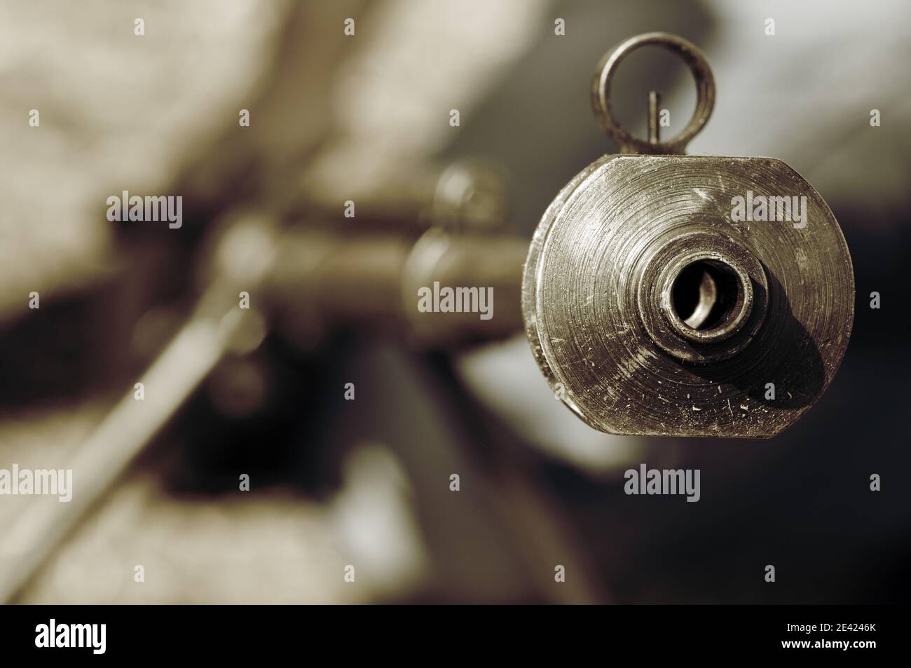 Close-up Barrel of a Gun weapon Stock Photo