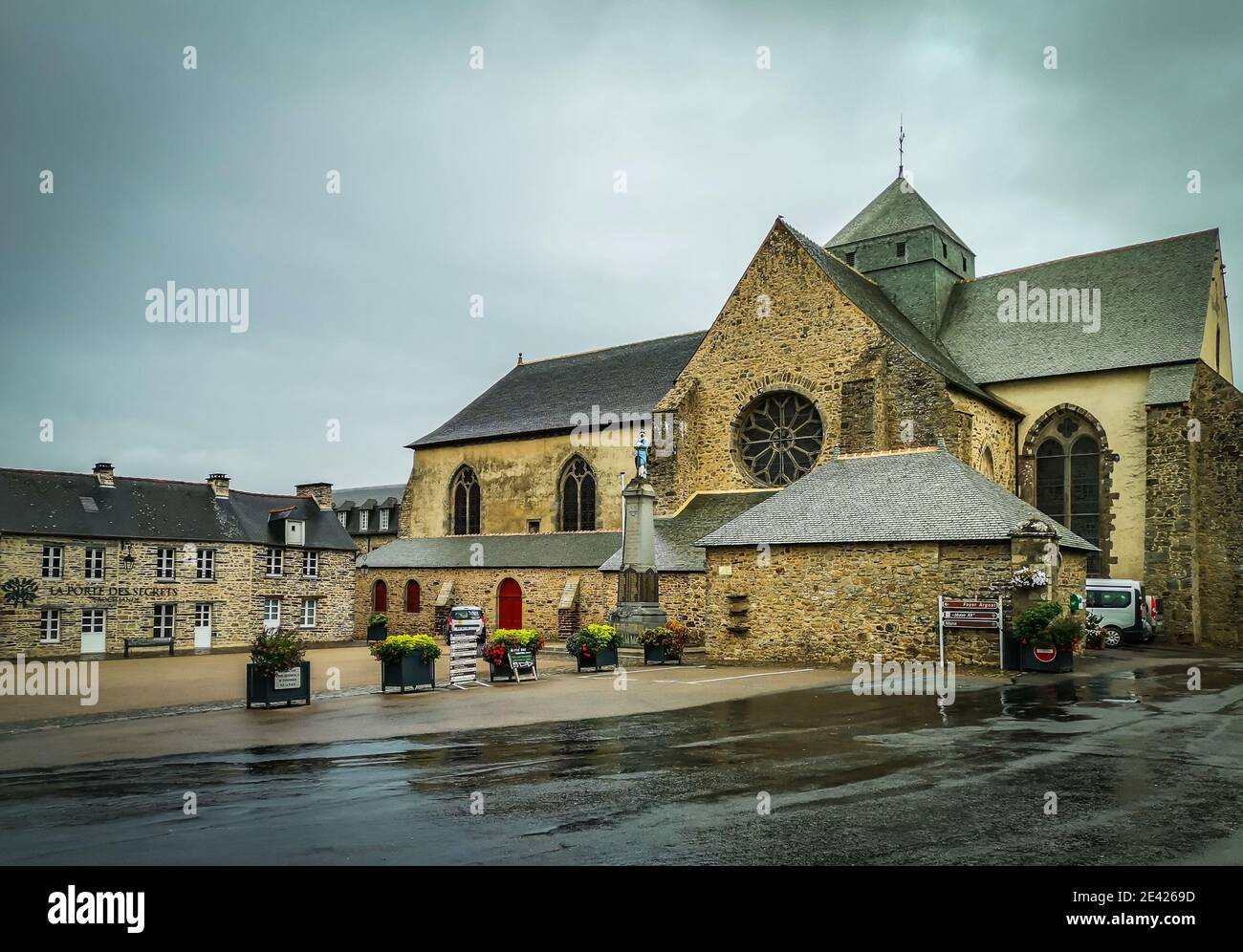 Paimpont Broceliande, France, Sept 2019, Abbey church in a small town of Brittany Stock Photo