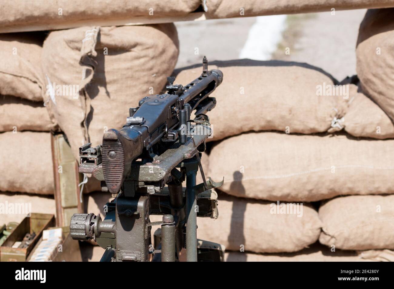 Military weapon machine gun ready to fire Stock Photo