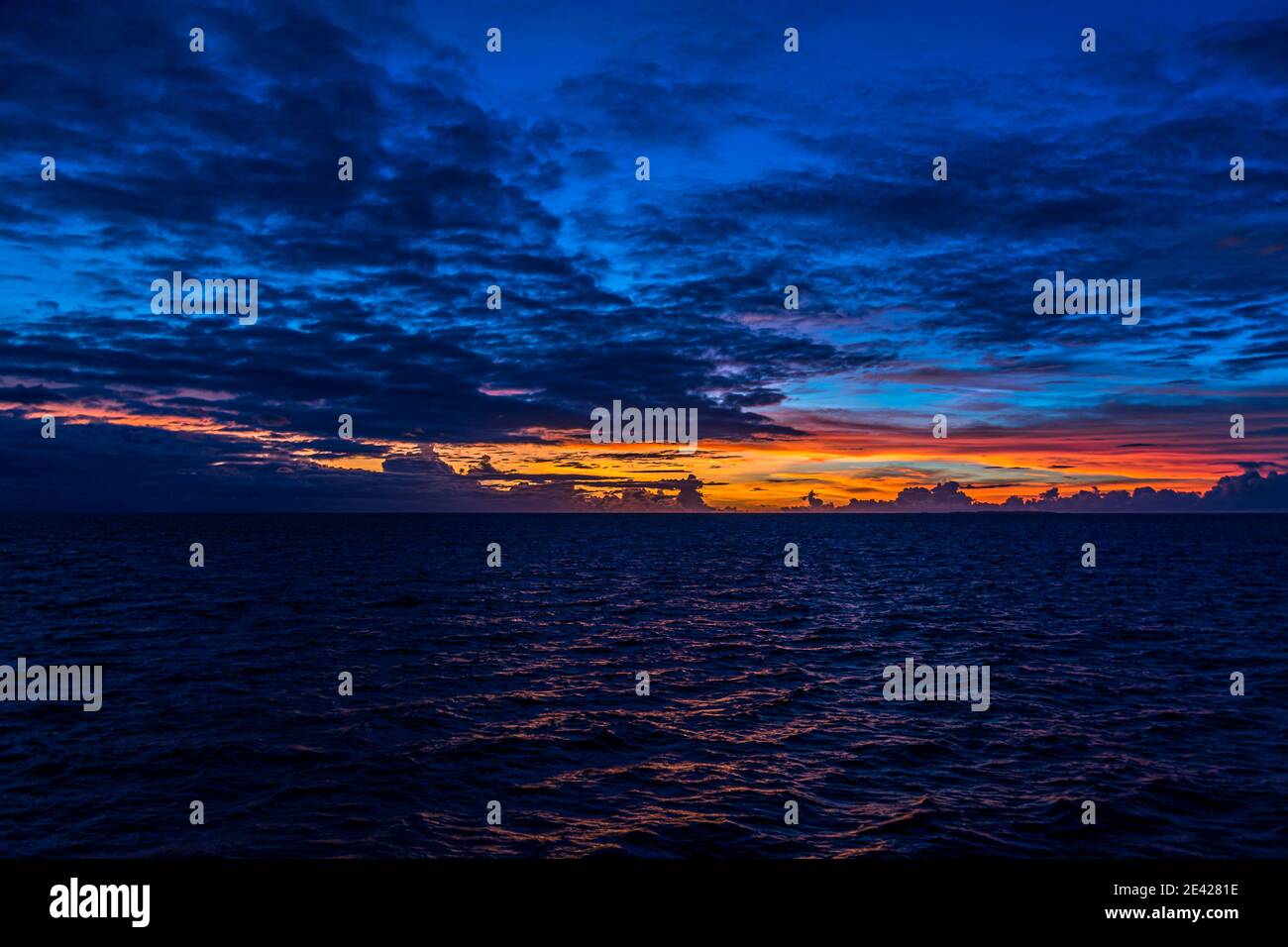 Dramatic sunset over the Pacific Ocean Stock Photo