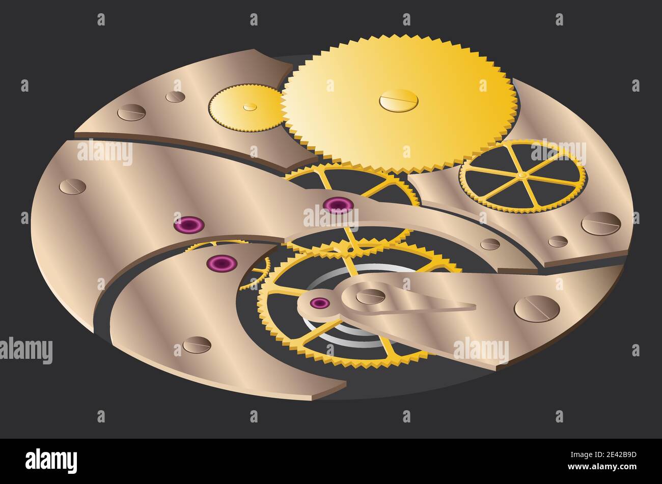 Clock mechanism. Gears 3d vector illustration Stock Vector