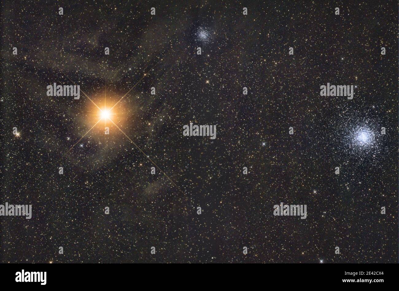 Antares star and M41 cluster Stock Photo