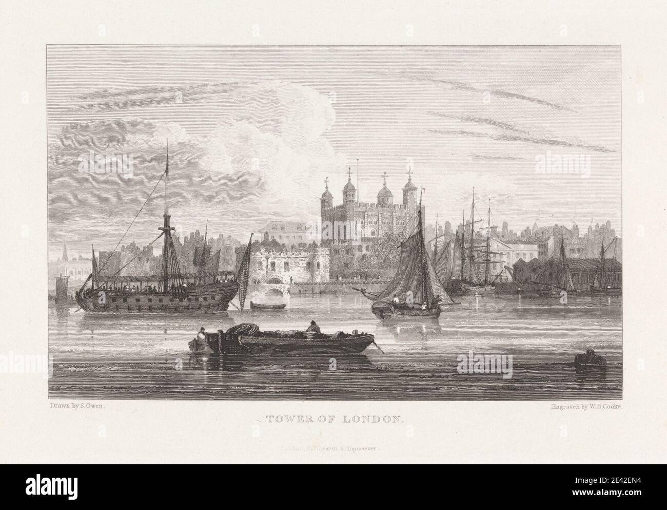 William Bernard Cooke, 1778â€“1855, British, Tower of London. Engraving ...