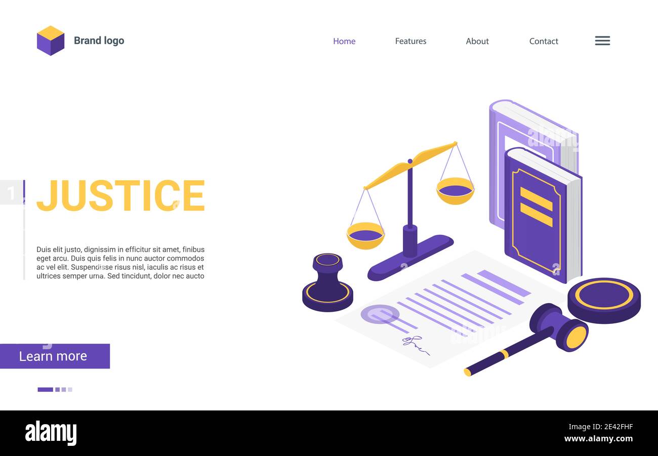 Isometric justice and law firm vector illustration. Cartoon 3d concept