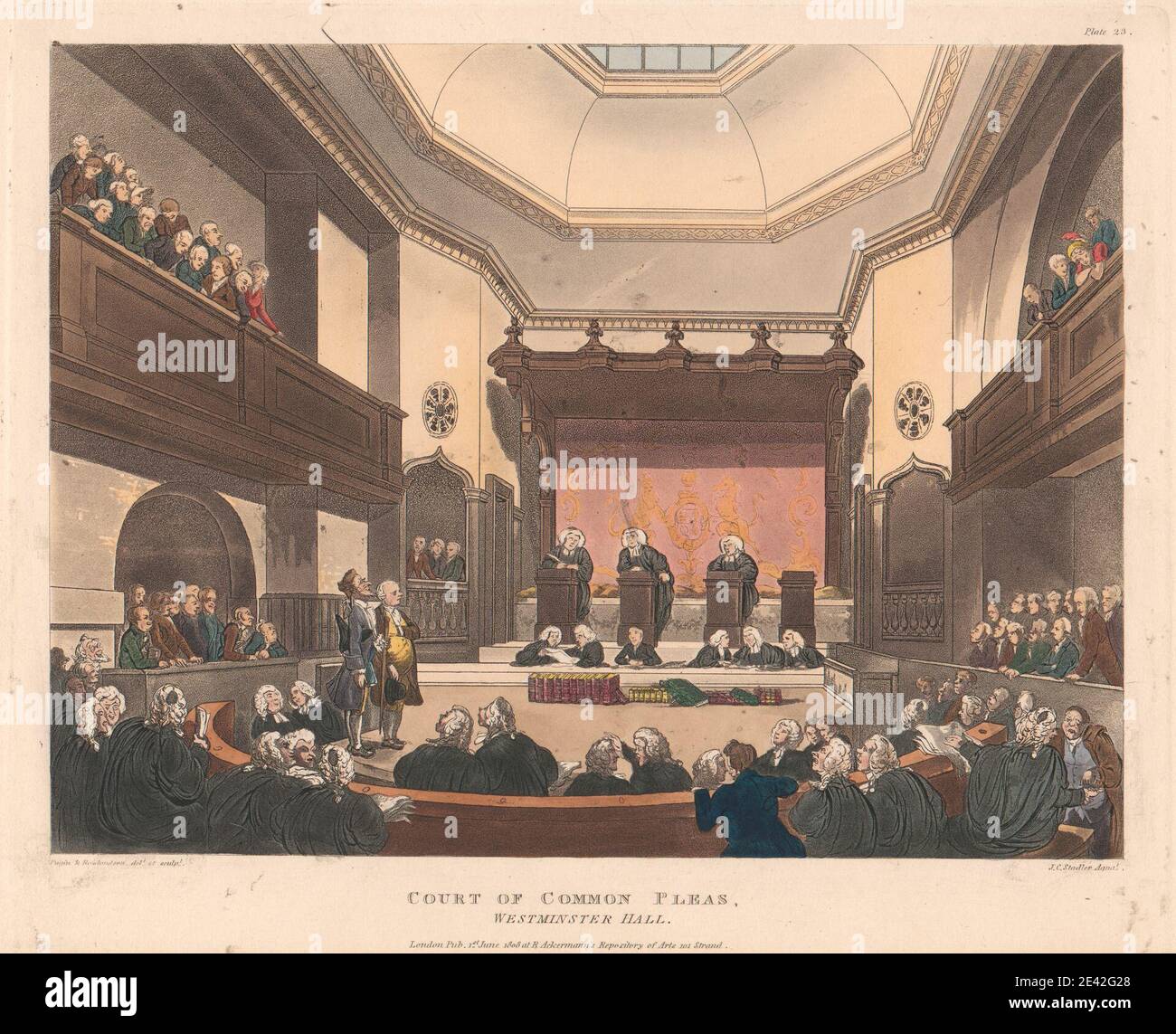 Joseph Constantine Stadler, active 1780â€“1812, British, Court of Common Pleas, Westminster Hall. Colored aquatint. Stock Photo