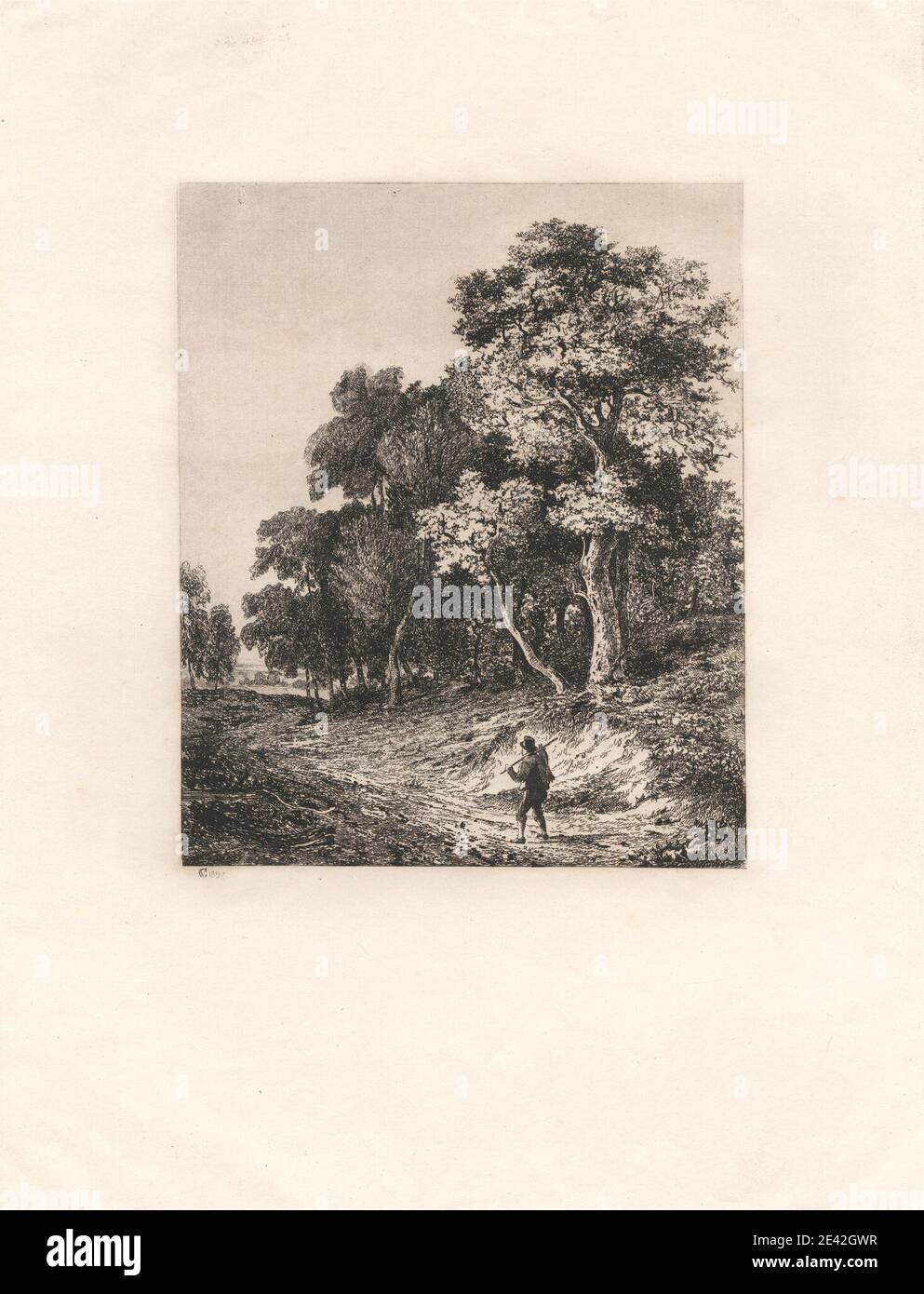 George Vincent, 1796â€“1832, British, Landscape, Man Carring Stick Across Shoulder. Stock Photo