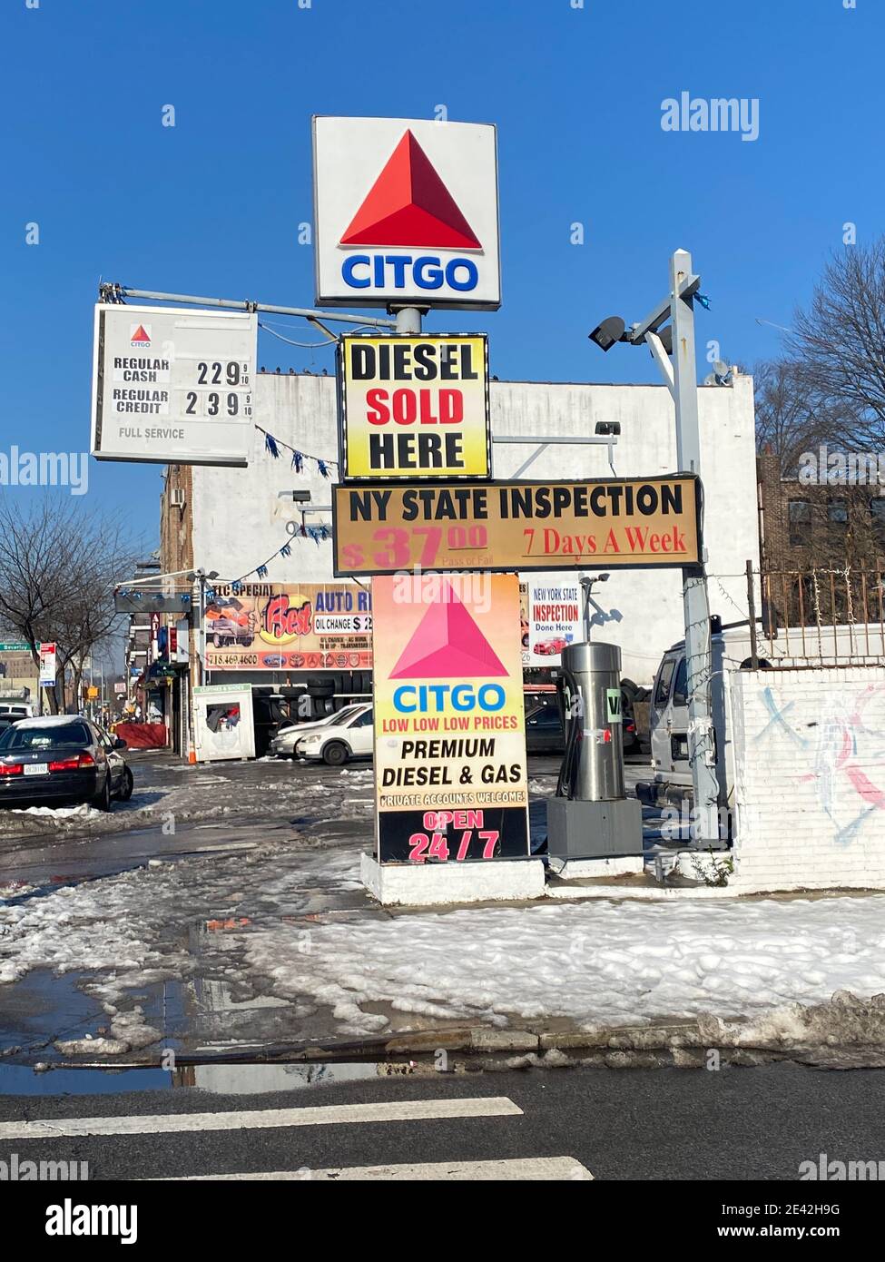 Citgo gas station along Coney Island Avenue in Brooklyn New York. Stock Photo
