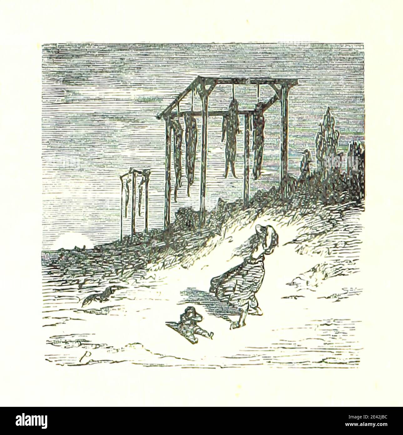 Gibet - Image taken from page 114 of 'Voyage aux Pyrénées ... Troisième édition illustrée par Gustave Doré' Stock Photo