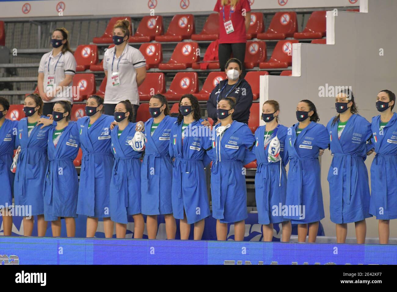 Federal Center B. Bianchi, Trieste, Italy, 21 Jan 2021, Italian Team during Women&#39;s Waterpolo Olympic Game Qualification Tournament - Italy vs Slovakia, Olympic Games - Photo Marco Todaro / LM Stock Photo
