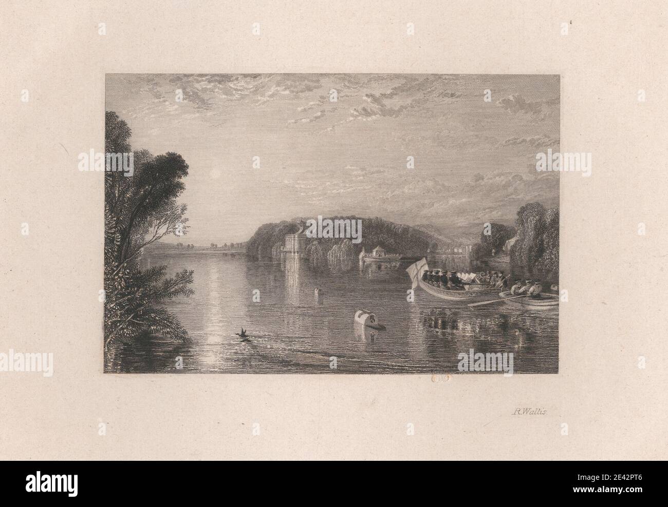 Robert Wallis, 1794â€“1878, British, Virginia Water. No. II, 1826-1837. Line engraving, engraver's proof on moderately thick, slightly textured, cream, wove paper. Stock Photo