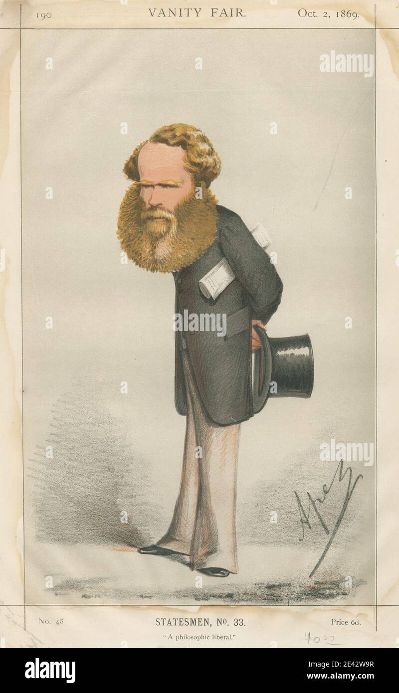 Carlo Pellegrini, 1839â€“1889, Italian, Politicians - Vanity Fair - 'A philosophic liberal'. Mr. M.E. Grant-Duff. October 2, 1869, 1869. Chromolithograph. Stock Photo
