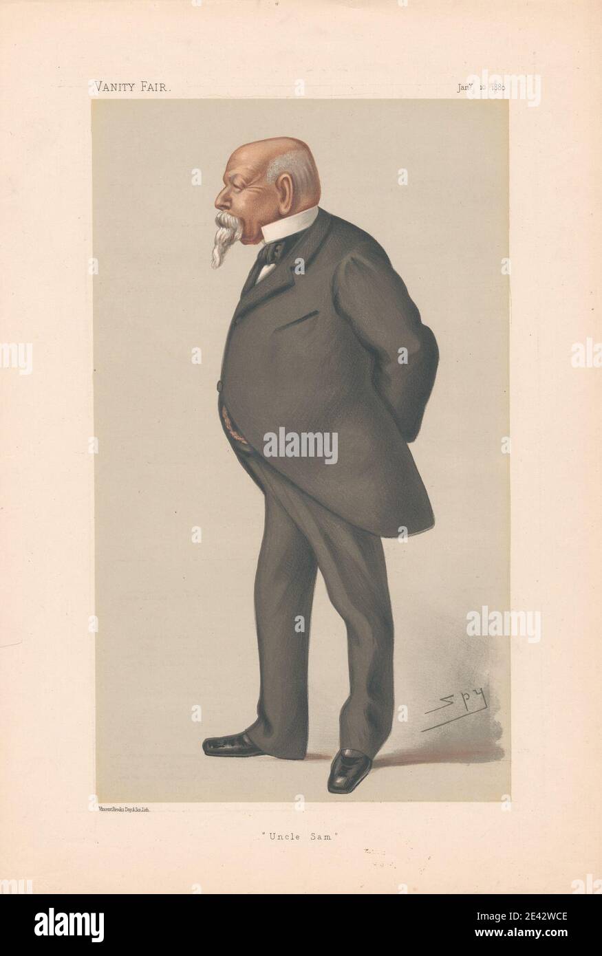 Leslie Matthew 'Spy' Ward, 1851â€“1922, British, Vanity Fair - Americans. 'Uncle Sam'. Mr. Samuel Ward. 10 January 1880, 1880. fgChromolithograph. Stock Photo