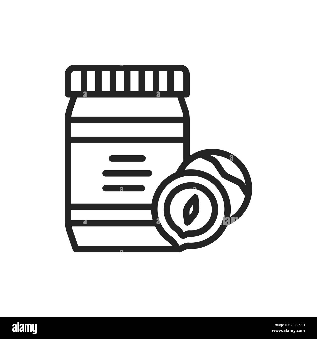 Hazelnut paste color line icon. Isolated vector element. Stock Vector