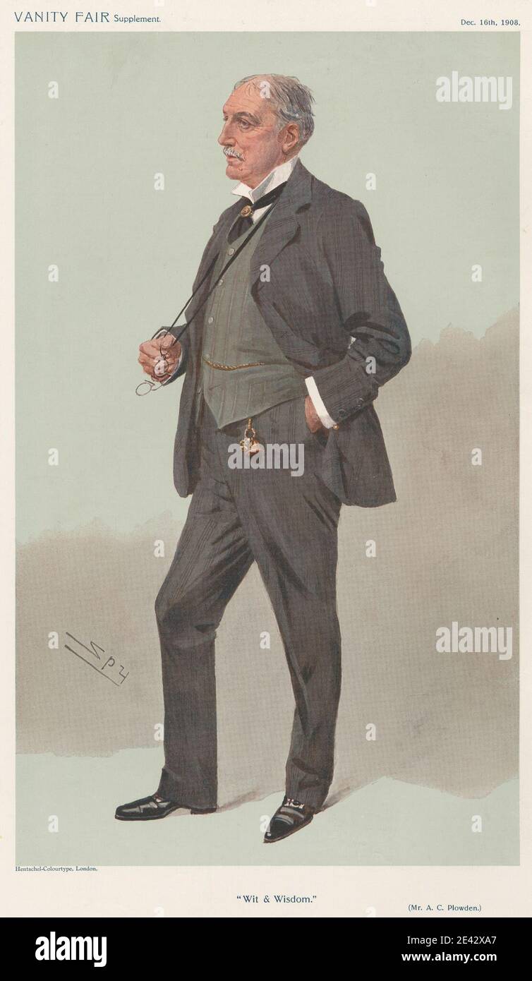 Leslie Matthew 'Spy' Ward, 1851â€“1922, British, Politicians - Vanity Fair. 'Wit and Wisdom'. Mr. A.C. Plowden. 16 December 1908, 1908. Chromolithograph. Stock Photo