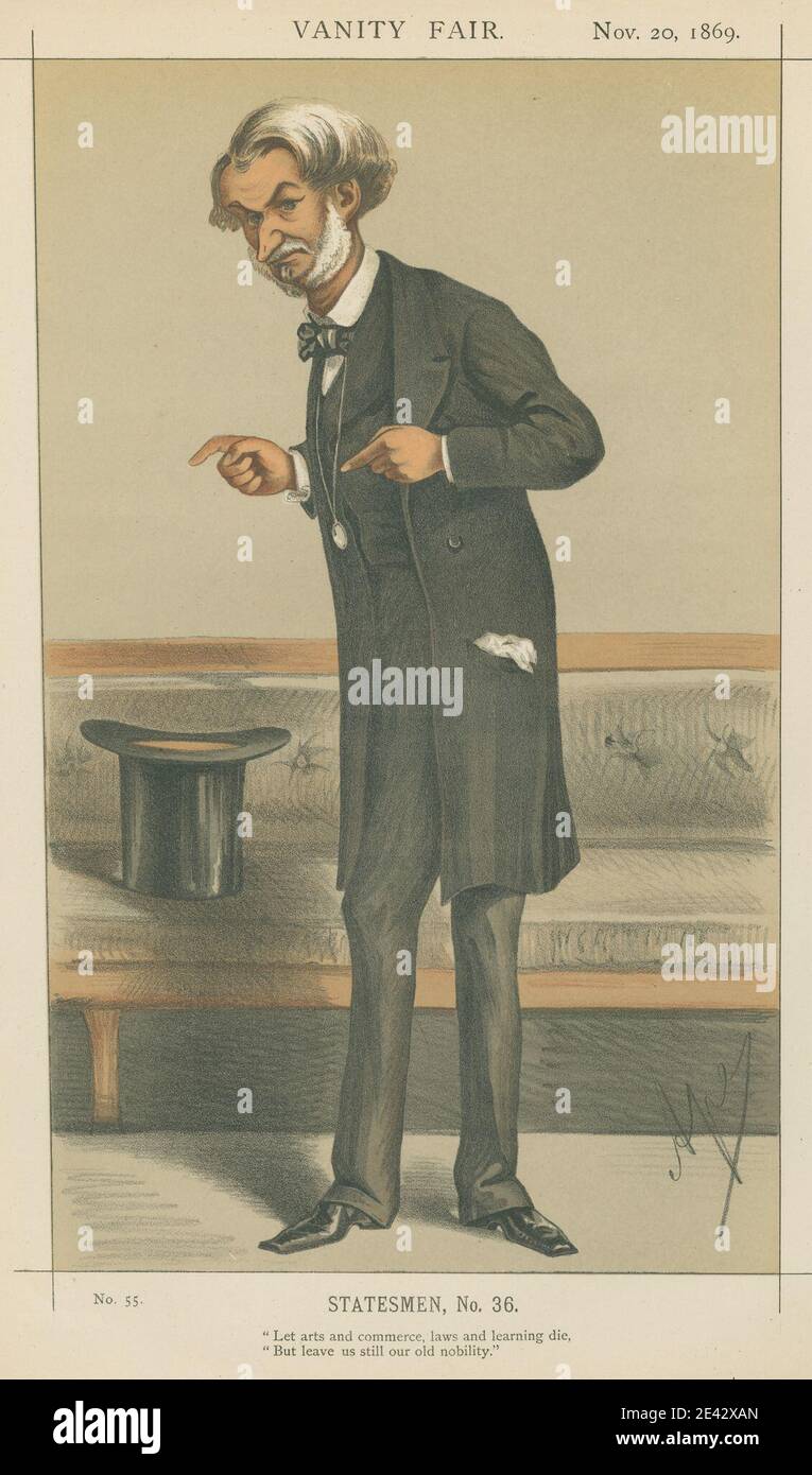 Carlo Pellegrini, 1839â€“1889, Italian, Politicians - Vanity Fair. 'Let arts and commerce, laws and learning die, but leave us still our old nobility.' The Rt. Hon. Lord John J.R. Manners. 20 November 1869, 1869. Chromolithograph. Stock Photo
