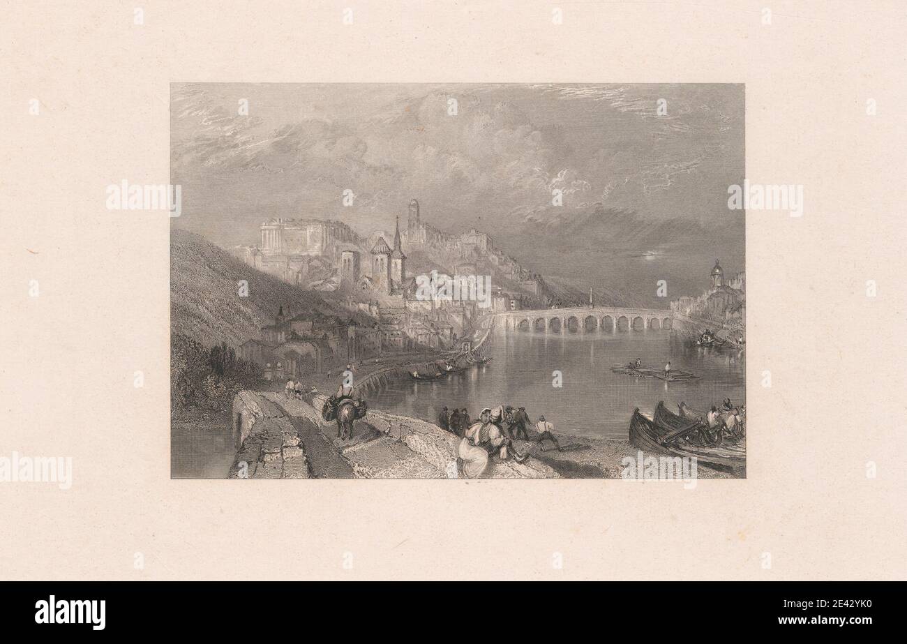 Robert Brandard, 1805â€“1862, British, Blois, 1833. Line engrving, Engraver's proof on moderately thick, slightly textured, beige, wove paper, with cream, chine colle. Stock Photo