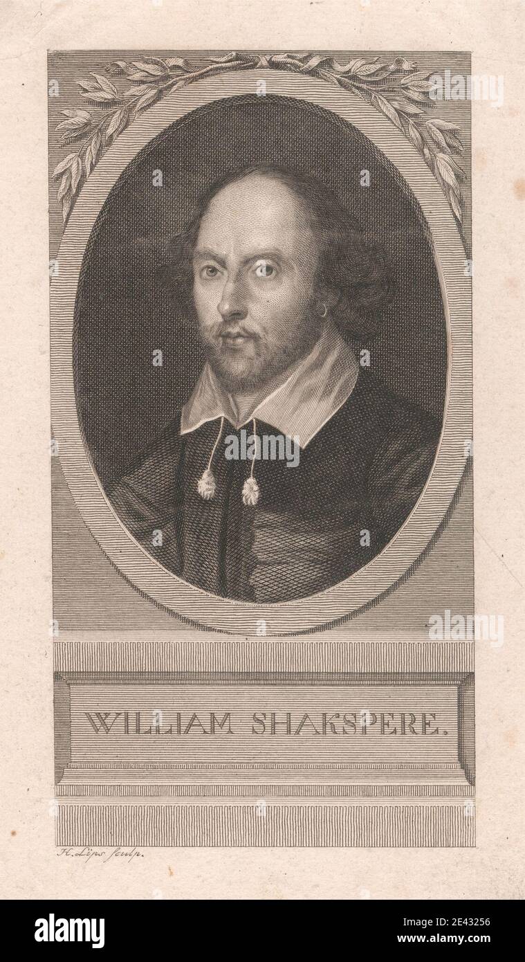 Johann Heinrich Lips, 1758â€“1817, Swiss, William Shakspere. Line engraving on wove paper.   Shakespeare, William (1564â€“1616), playwright and poet Stock Photo