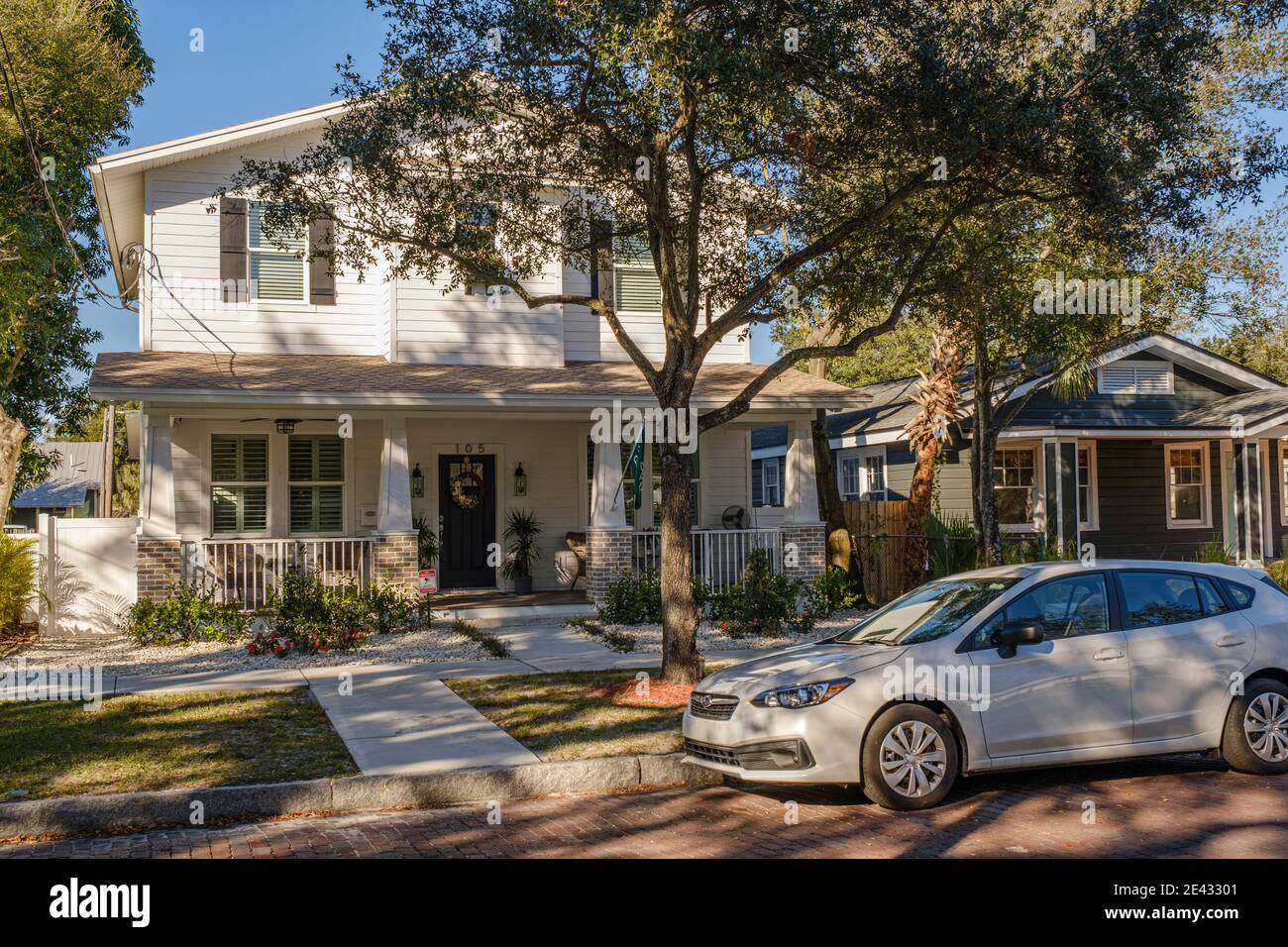 Desirable homes- Tampa Heights, Tampa, Florida. Tampa's first suburb established in 1883. The Tampa Heights neighborhood has been experiencing gentrif Stock Photo
