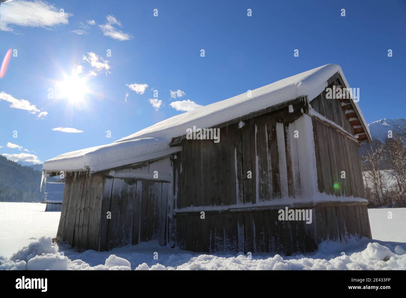 Winterlandschaft Alpen Tirol Stock Photo