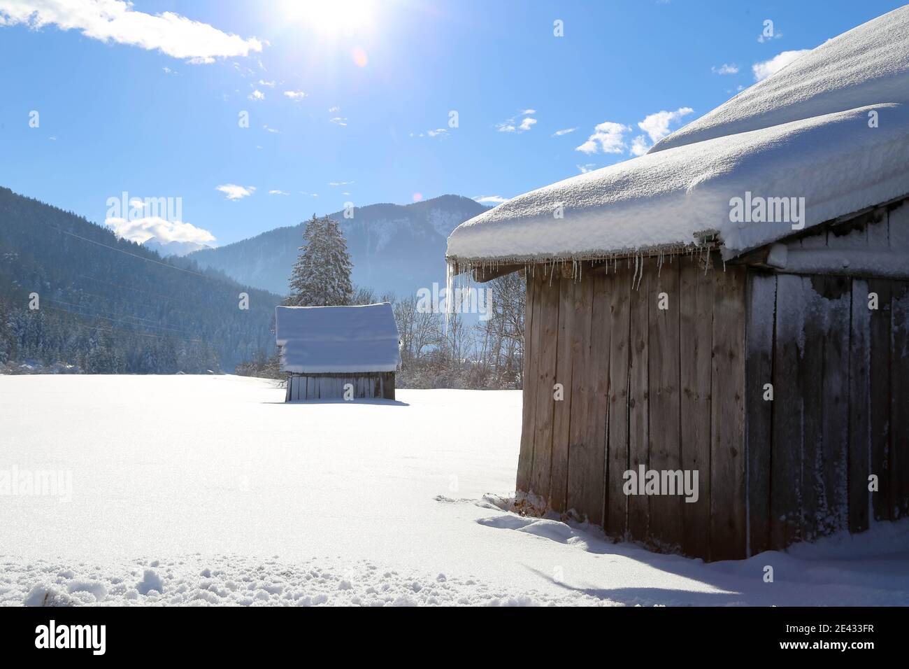 Winterlandschaft Alpen Tirol Stock Photo