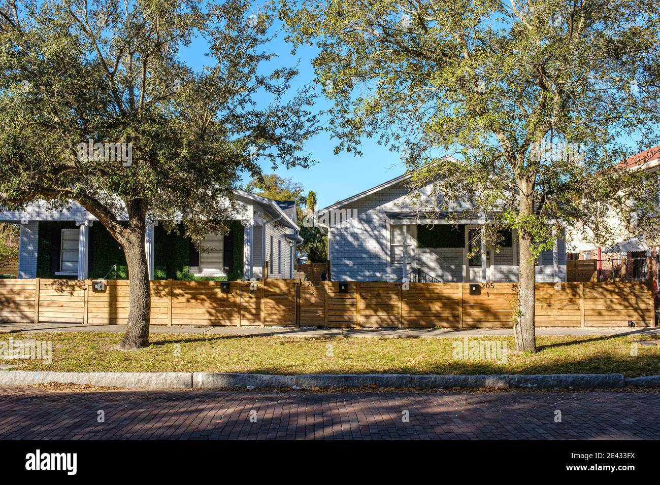 Pair of highly desirable homes - Tampa Heights, Tampa, Florida. Established in 1883. The neighborhood is going through gentrification. Stock Photo