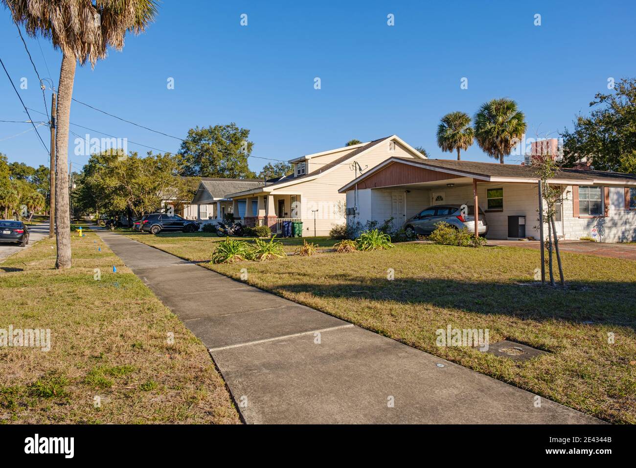 Existing homes in Tampa Heights, Tampa, Florida. Tampa suburb established in 1883. The Tampa Heights neighborhood has been experiencing gentrification. Stock Photo