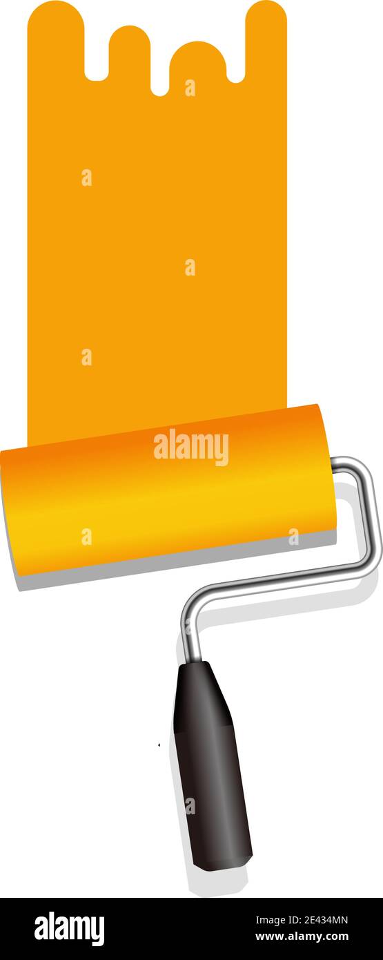 Roller painter, paintbrush vector illustration (Orange) Stock Vector